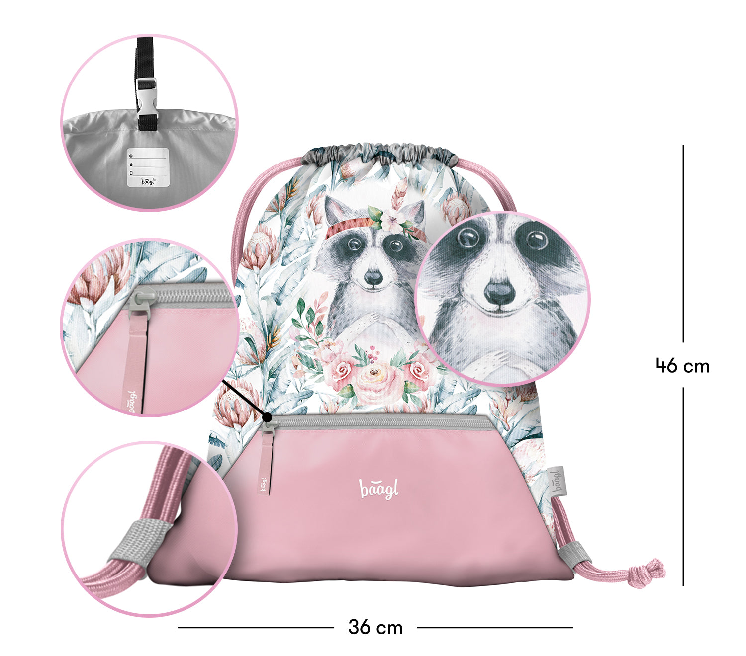 baagl-raccoon-sac-gym-enfant-poche-zipp-e image 3
