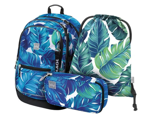 baagl-core-monstera-kit-scolaire-sac-dos-trousse-sac image 1