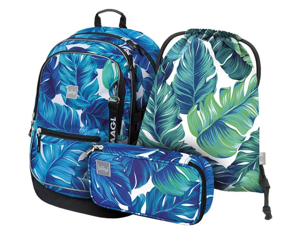 baagl-core-monstera-kit-scolaire-sac-dos-trousse-sac image 1