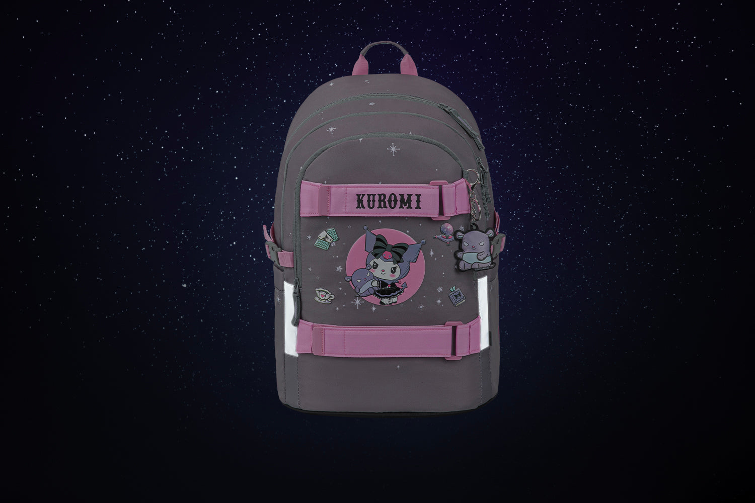baagl-skate-kuromi-grey-ii-set-scolaire-sac-trousse-gris image 6