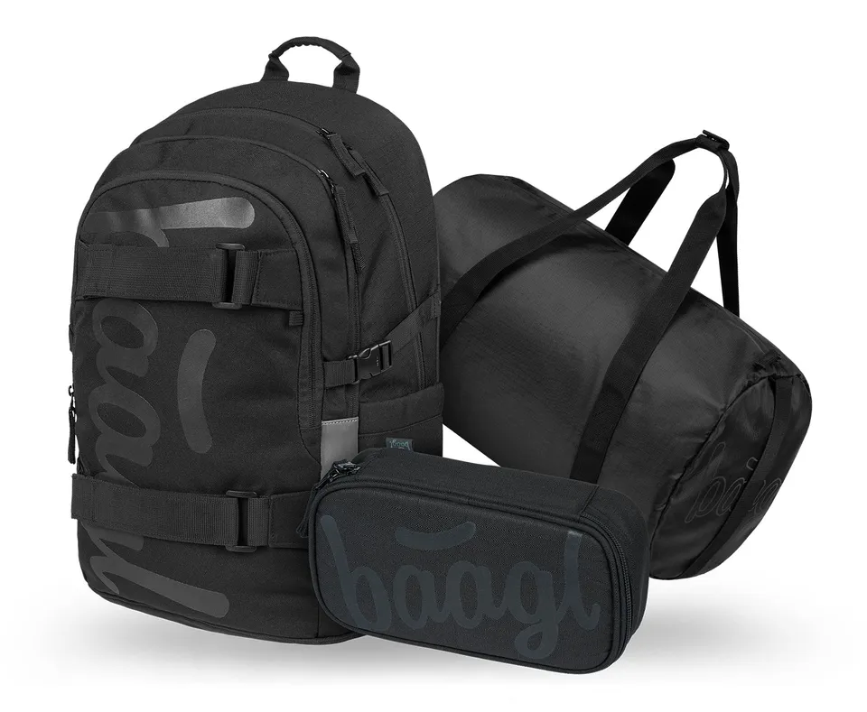 baagl-skate-uni-black-set-scolaire-sac-trousse-noir image 1