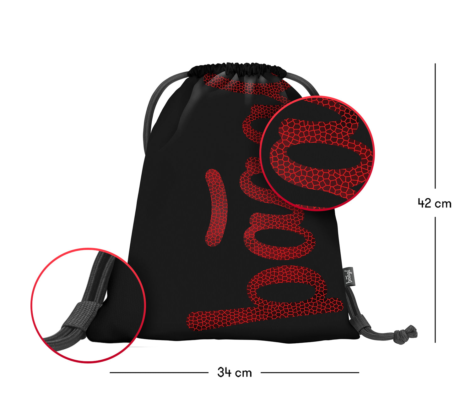 baagl-gym-sacks-sac-de-sport-rouge-lavable image 3