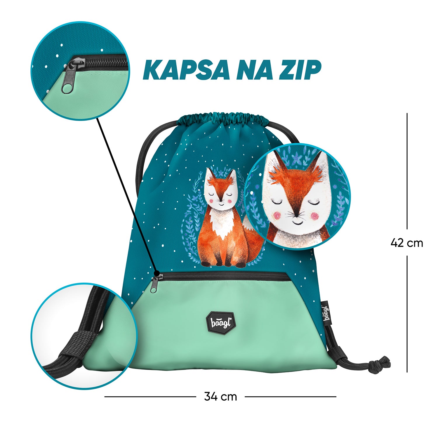 baagl-foxie-sac-de-gym-poche-zipp-e-renard image 2