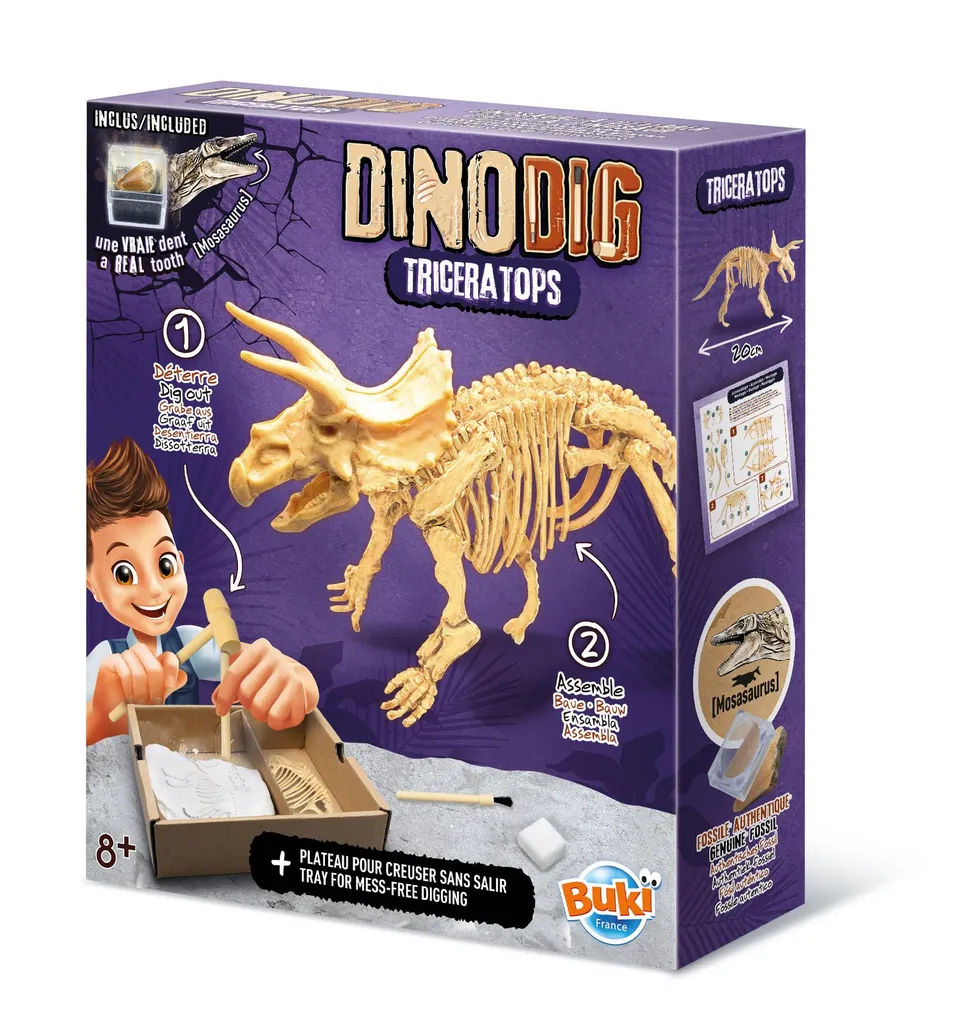 buki-science-dino-dig-tric-ratops-kit-de-fouille-dent-mosasaure image 1