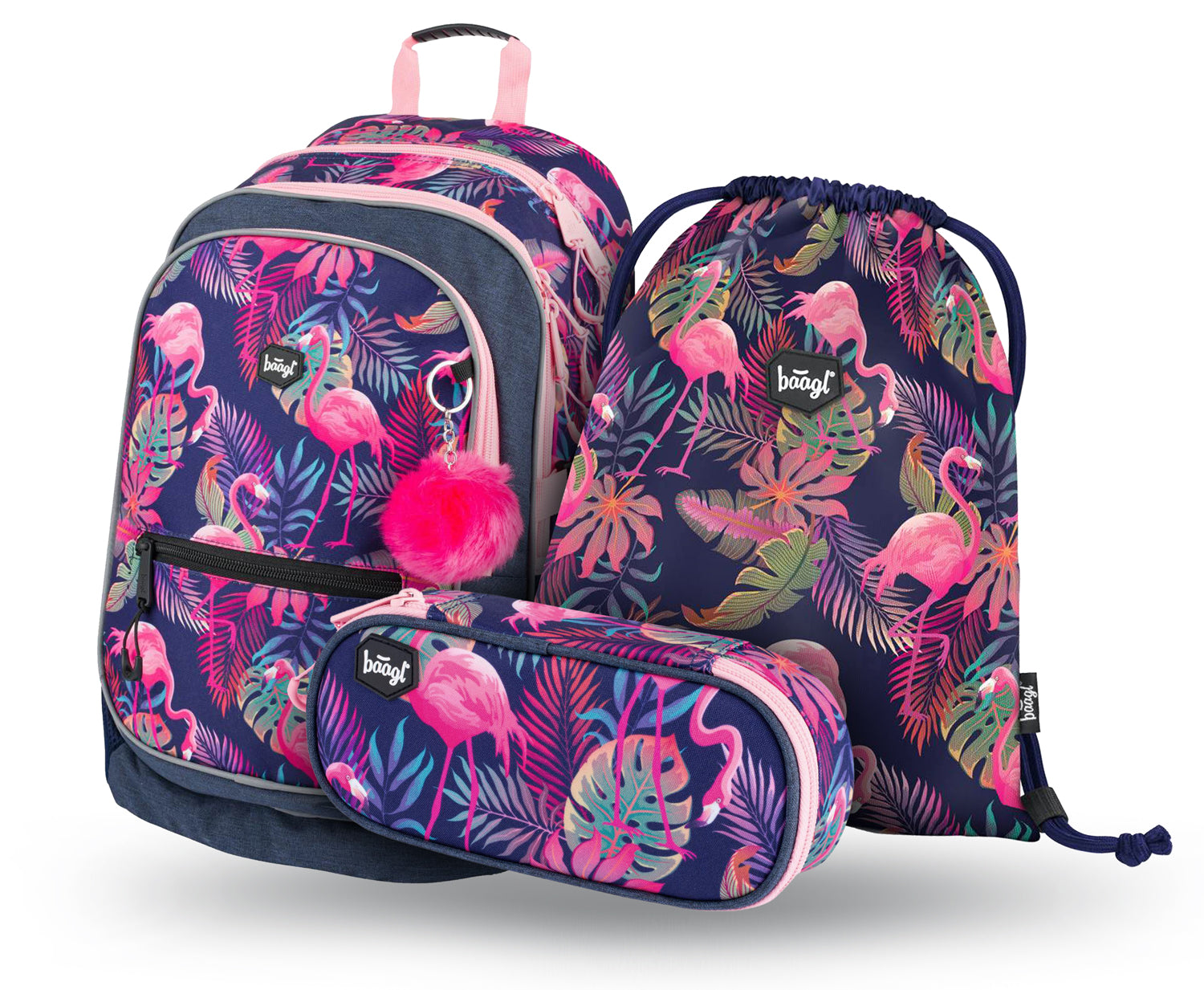baagl-core-flamingo-ensemble-scolaire-sac-motif-flamant-fille image 1