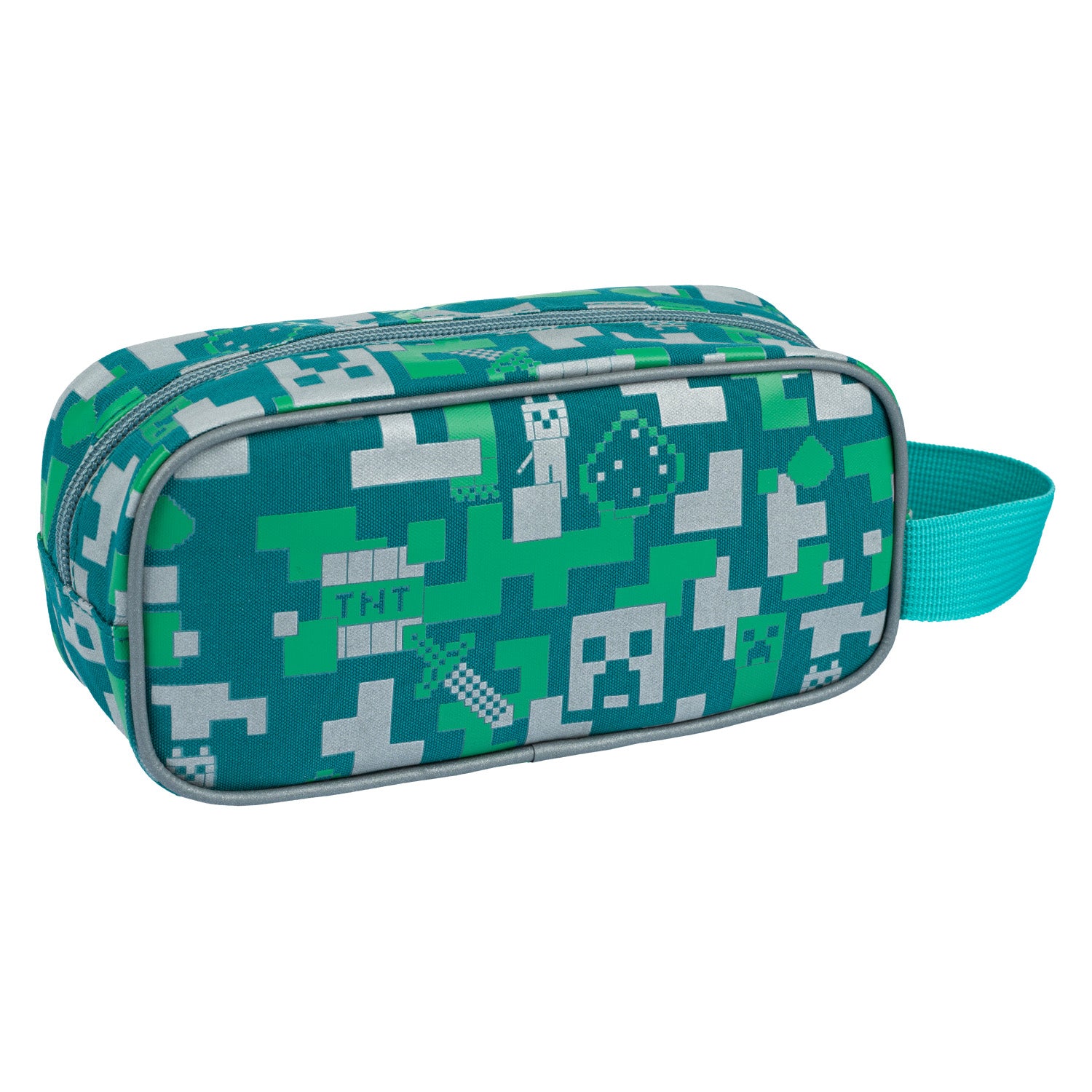 baagl-minecraft-silver-creeper-trousse-scolaire-1-compartiment image 2