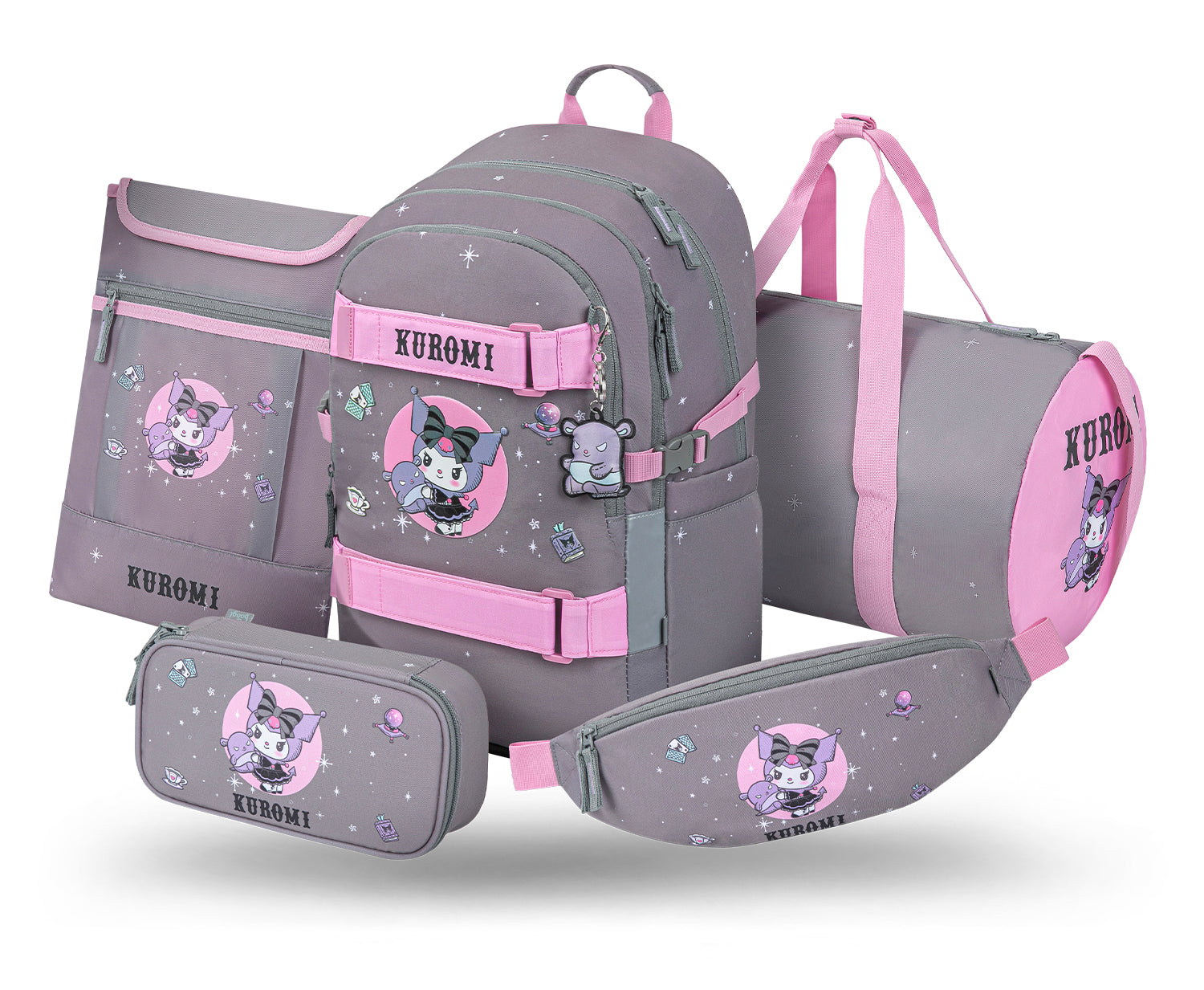 baagl-skate-kuromi-grey-ii-set-scolaire-sac-trousse-gris image 1
