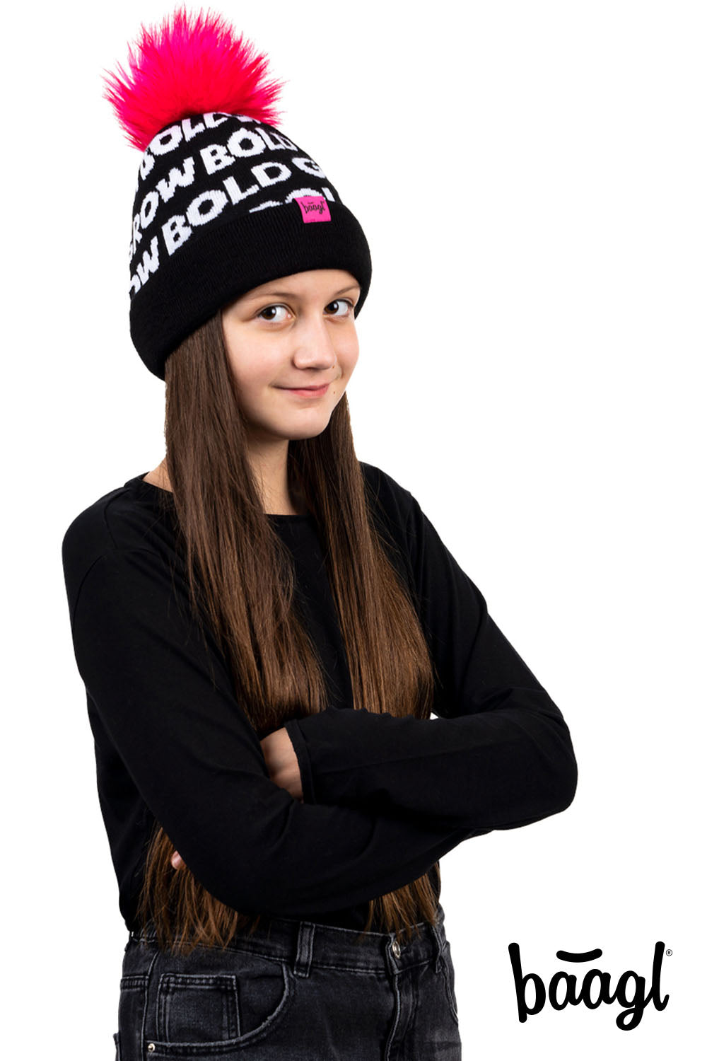 baagl-bonnet-tricot-rose-pompon-fille-6-12-ans image 6