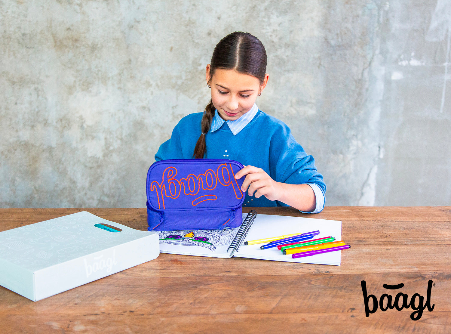baagl-orange-trousse-scolaire-recycl-e-vide-ykk image 5