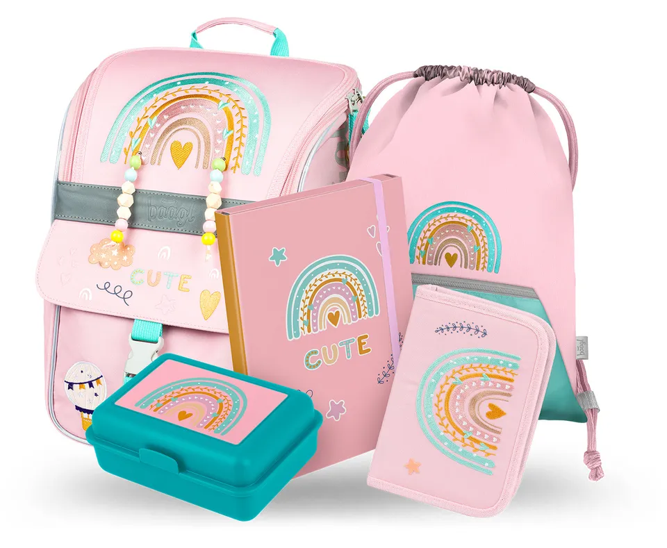 baagl-zippy-pink-rainbow-ii-set-scolaire-cartable-3-pi-ces image 1