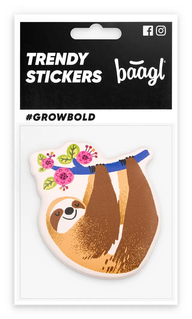 baagl-sloth-sticker-3d-r-utilisable-paresseux image 1