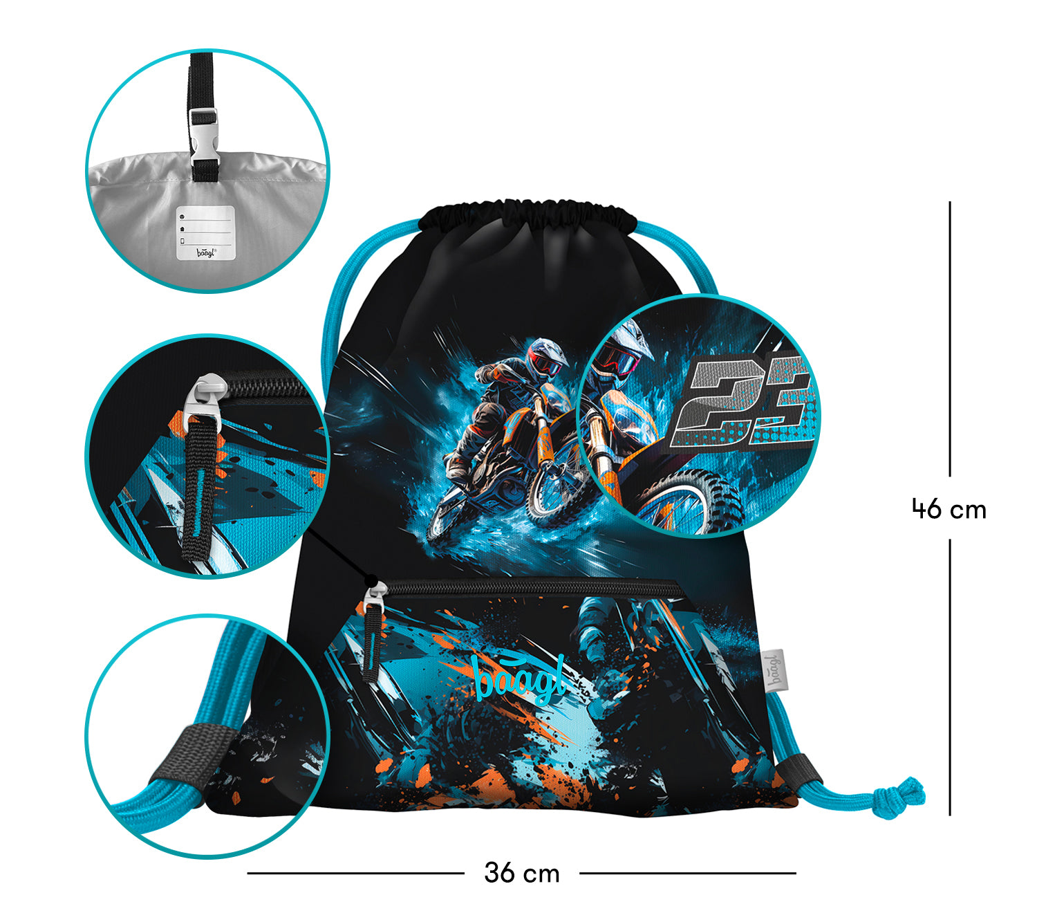 baagl-gym-sacks-motor-bike-sac-de-gym-moto-poche-zip image 3