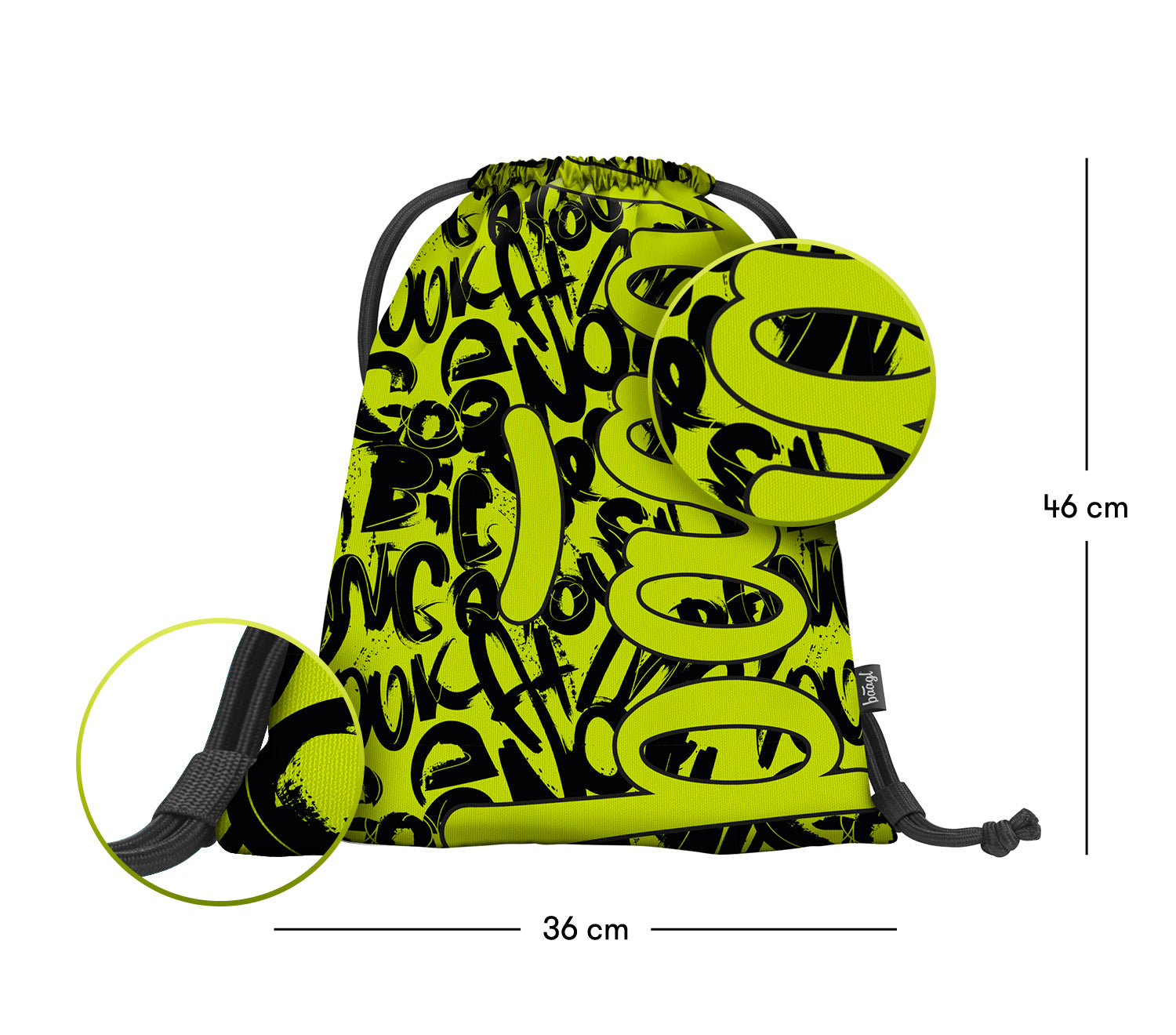 baagl-lime-sac-de-gym-enfant-lavable-cordons image 3