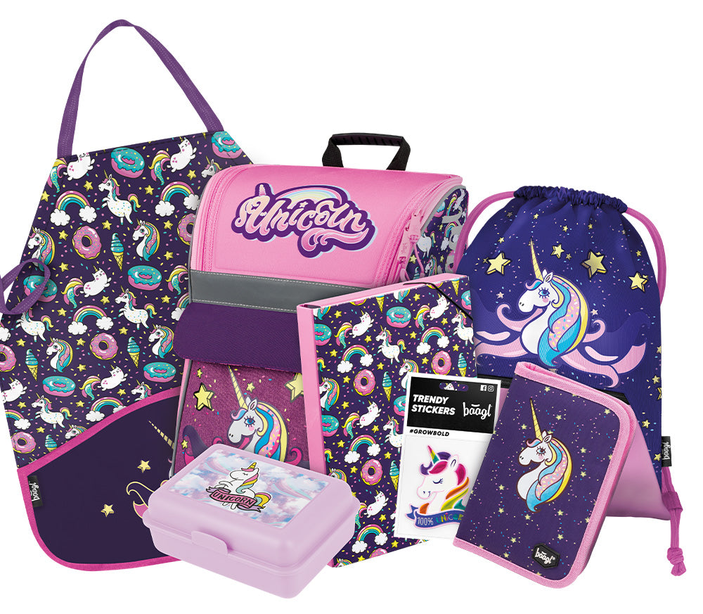 baagl-school-sets-zippy-unicorn-iii-cartable-licorne-5-pi-ces image 1