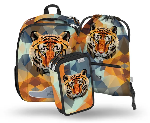 baagl-shelly-wild-tiger-ensemble-scolaire-cartable-23l-cp image 1