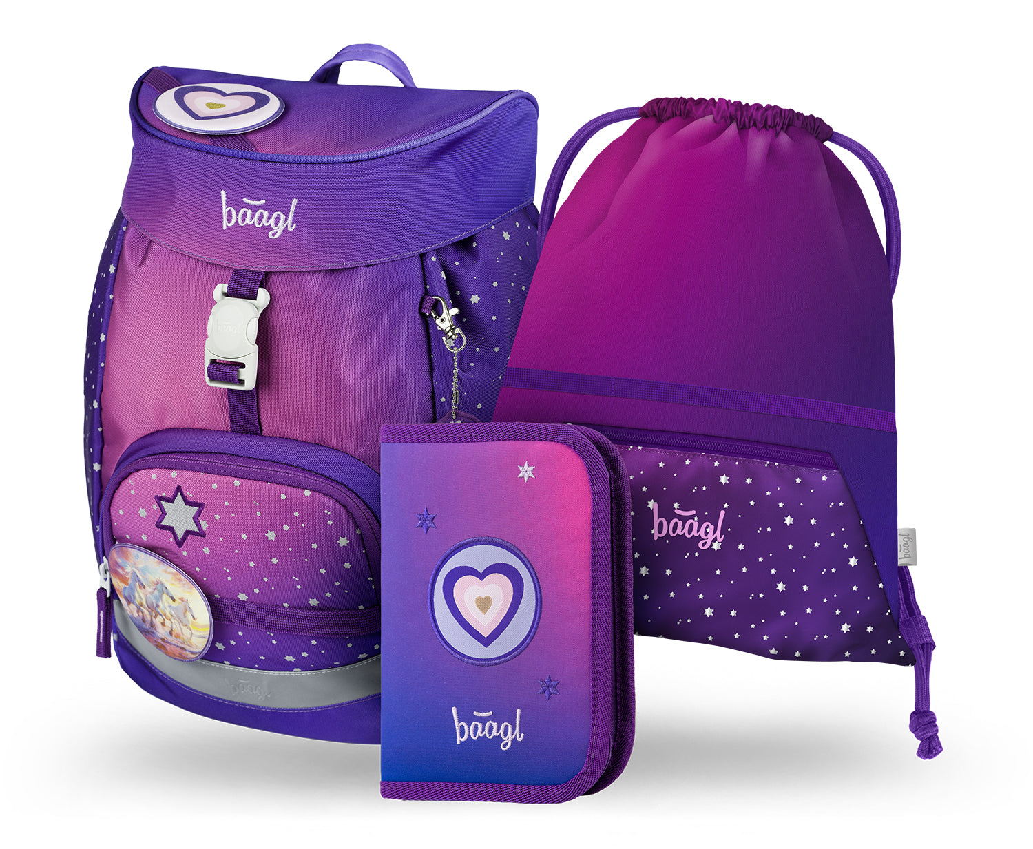 baagl-airy-horses-heart-set-cartable-3-pi-ces-fille-cp image 1