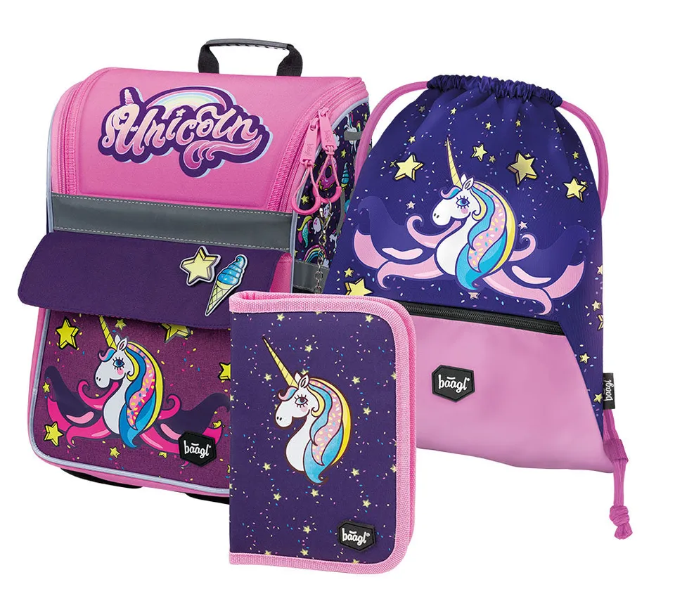 baagl-zippy-unicorn-cartable-ensemble-scolaire-3-pi-ces-fille image 1