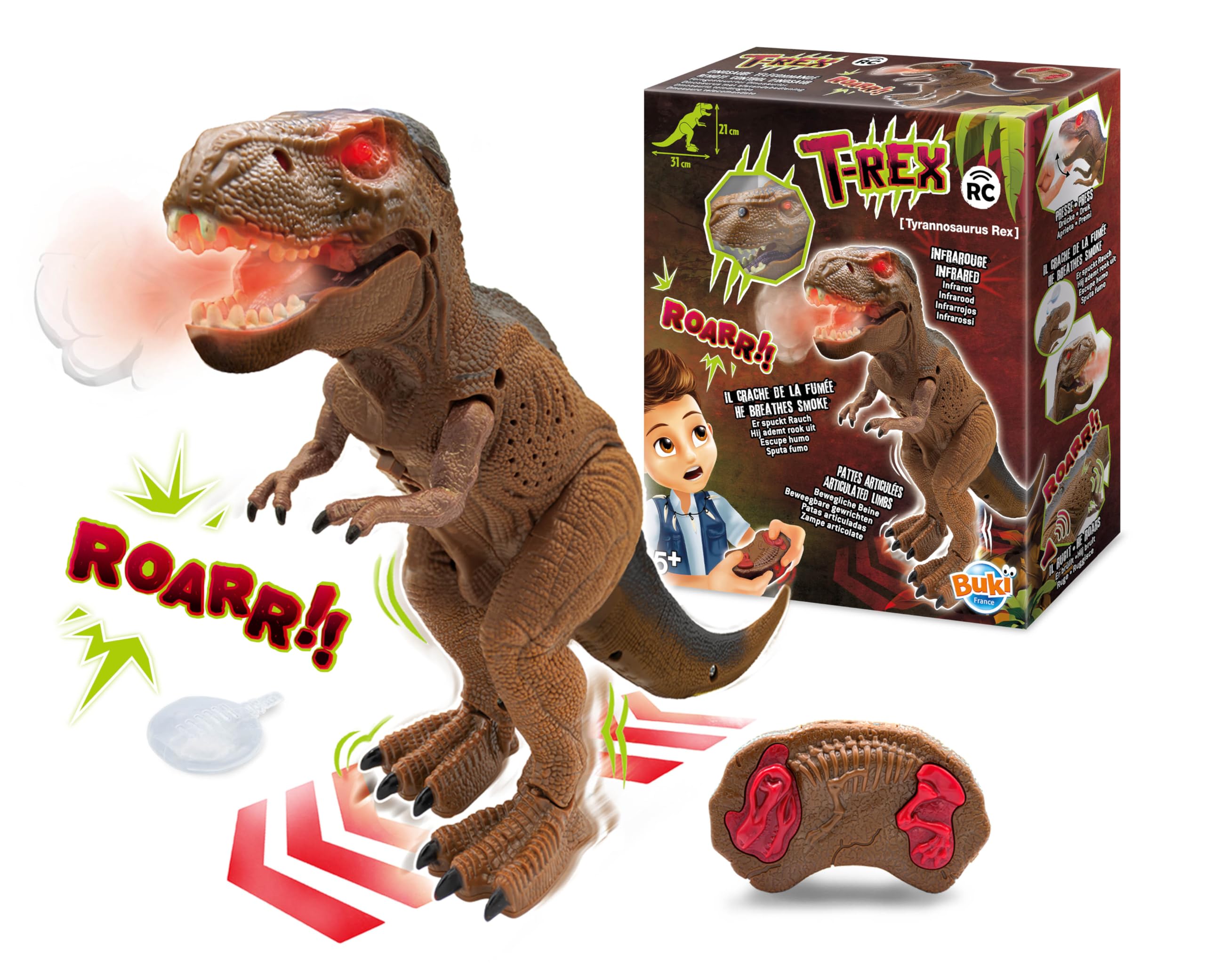 buki-t-rex-rc-dinosaure-t-l-command-fum-e-d-s-5-ans image 1