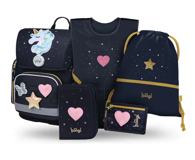 baagl-school-sets-ergo-unicorn-gold-ii-cartable image 1