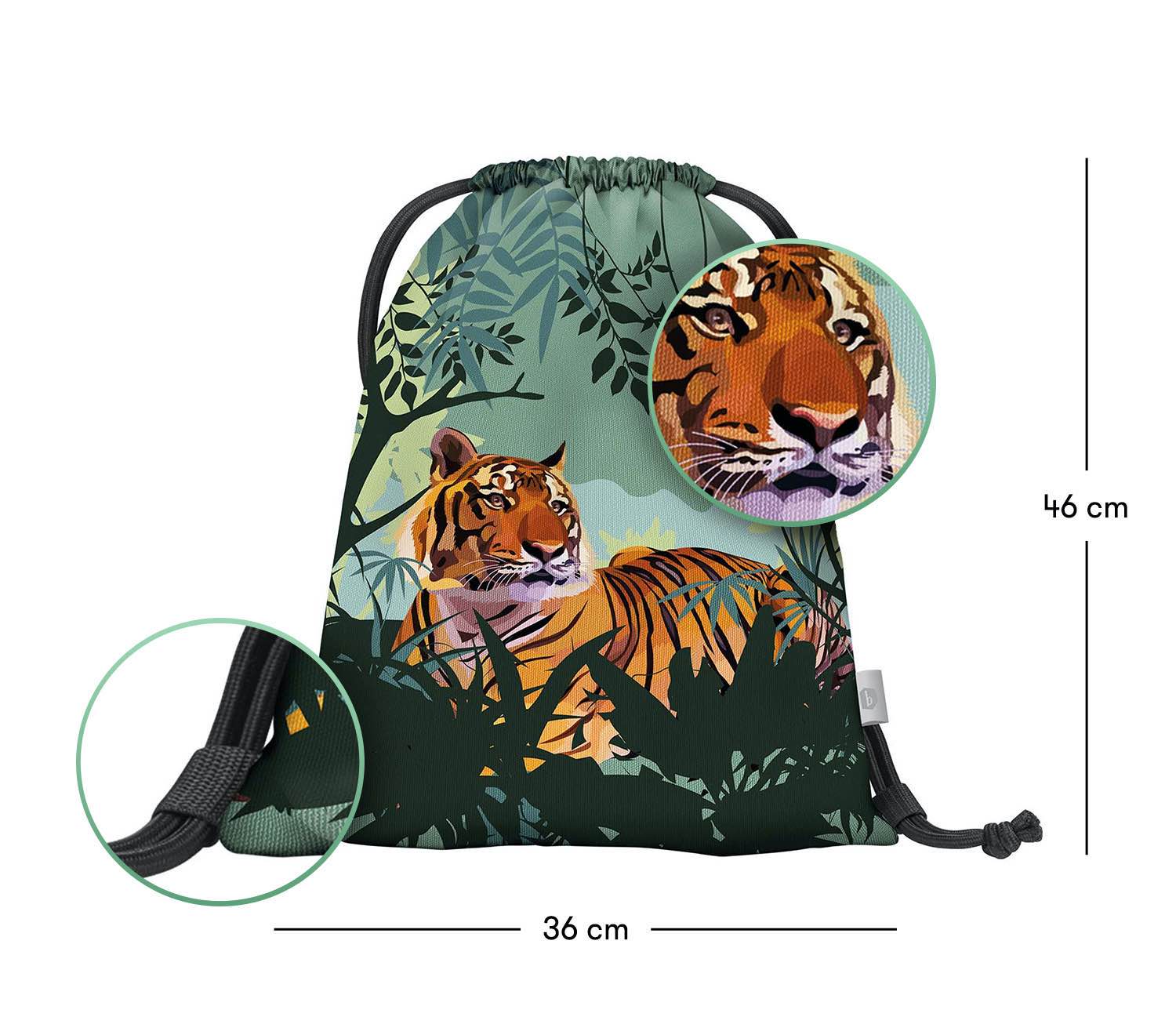 baagl-tiger-sac-de-gym-enfant-sac-sport-tigre-lavable image 3