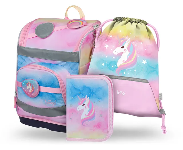 baagl-zippy-plus-rainbow-unicorn-ensemble-scolaire-licorne-fille image 1