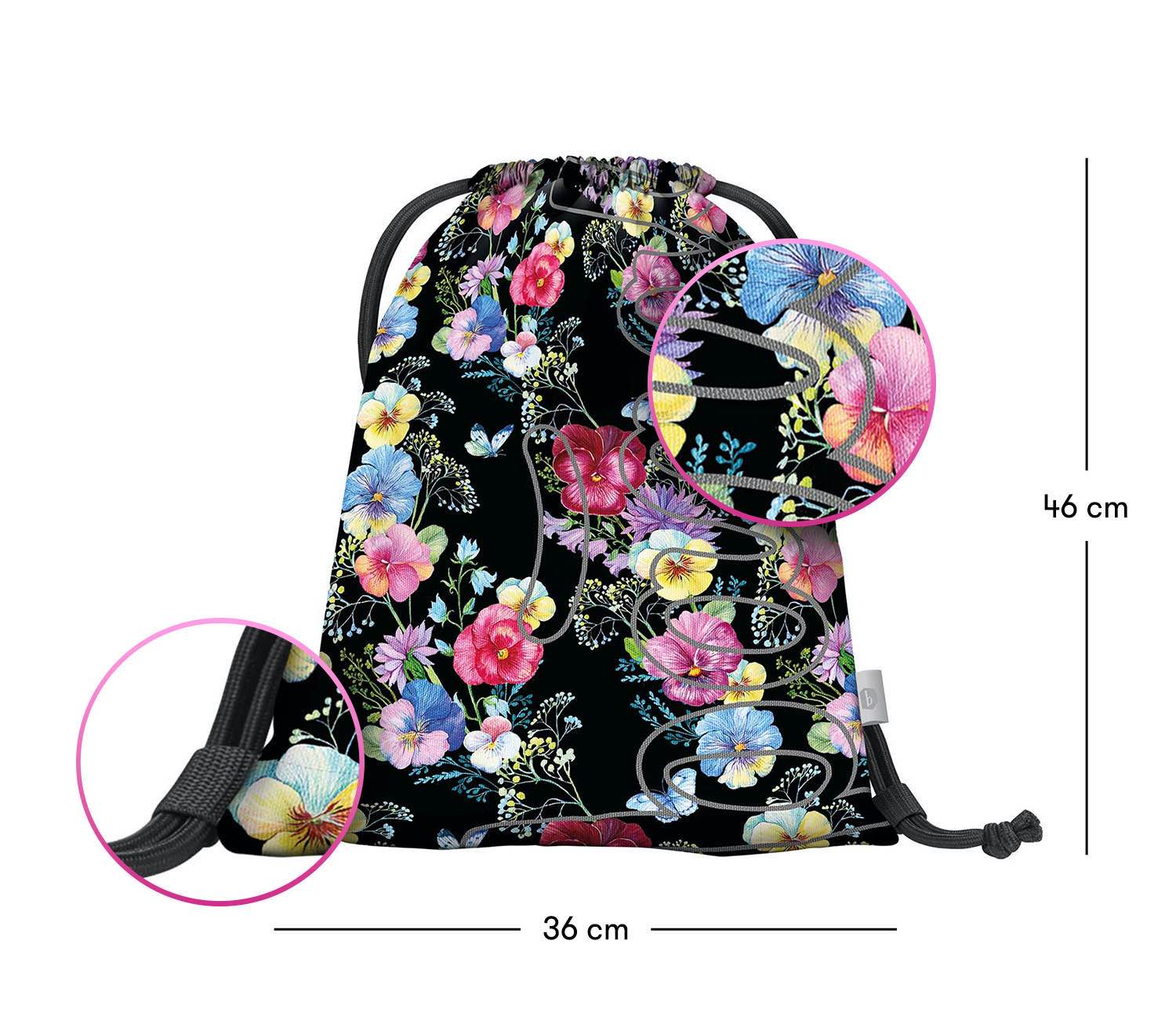 baagl-skate-flowers-sac-de-gym-logo-phosphorescent-lavable image 3