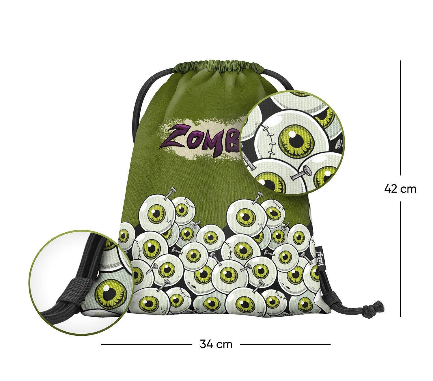 baagl-zombie-sac-gym-enfant-zombie-lavable-lacets image 2