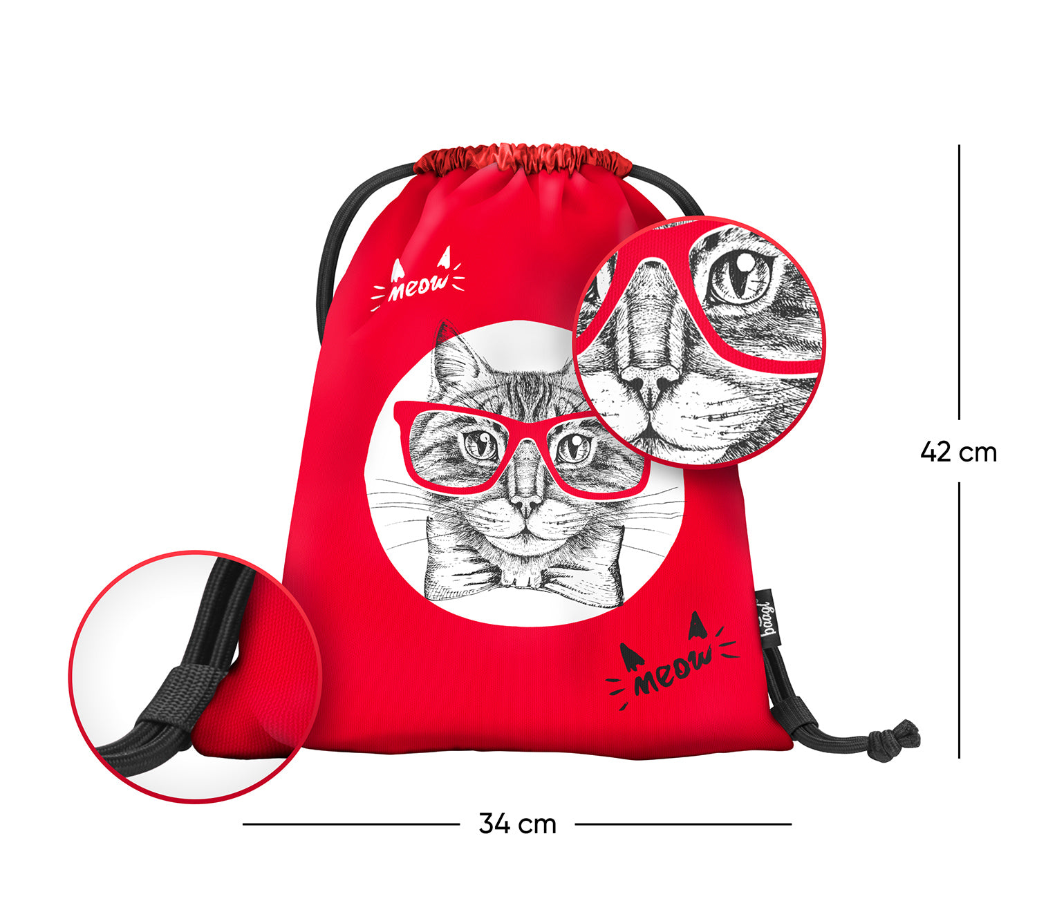 baagl-cat-sac-de-gym-enfant-motif-chat-lavable image 2