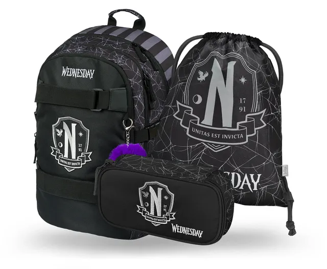 baagl-school-sets-ensemble-skate-wednesday-nevermore-3-pcs image 1