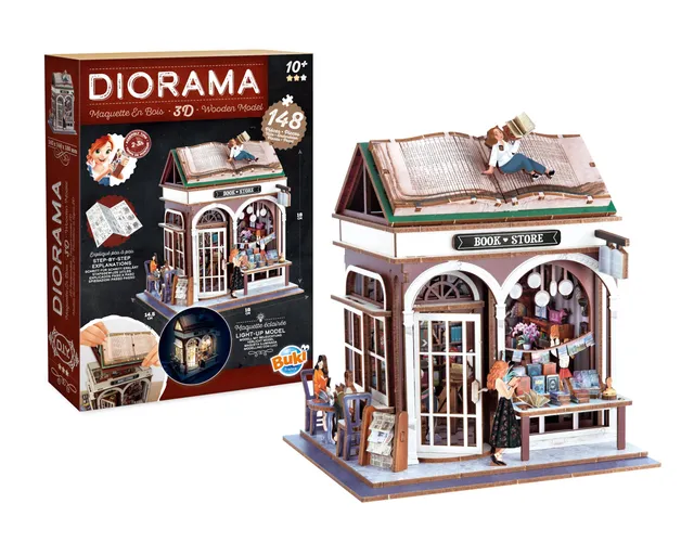buki-espace-diorama-librairie-maquette-bois-led-148-pi-ces image 1