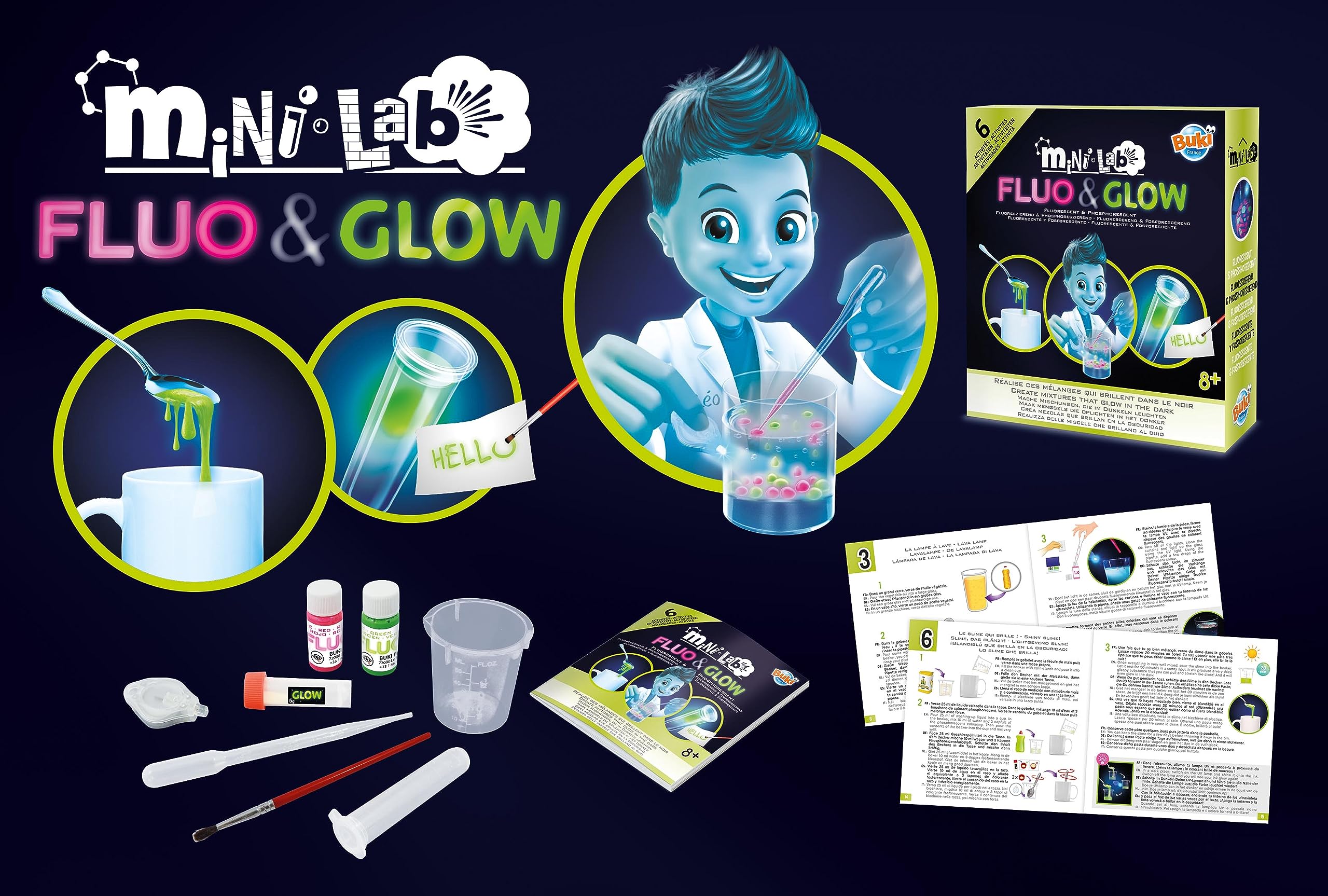 buki-science-mini-lab-3011-fluo-glow-kit-science-slime-8-ans image 2