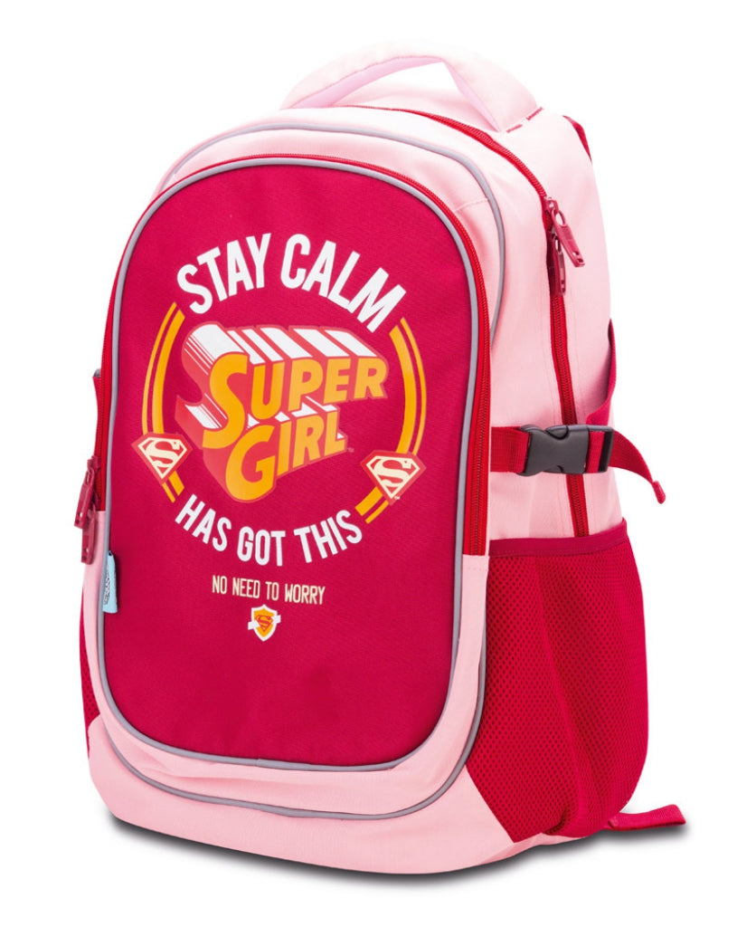 baagl-supergirl-stay-calm-sac-dos-scolaire-poncho-fille image 4