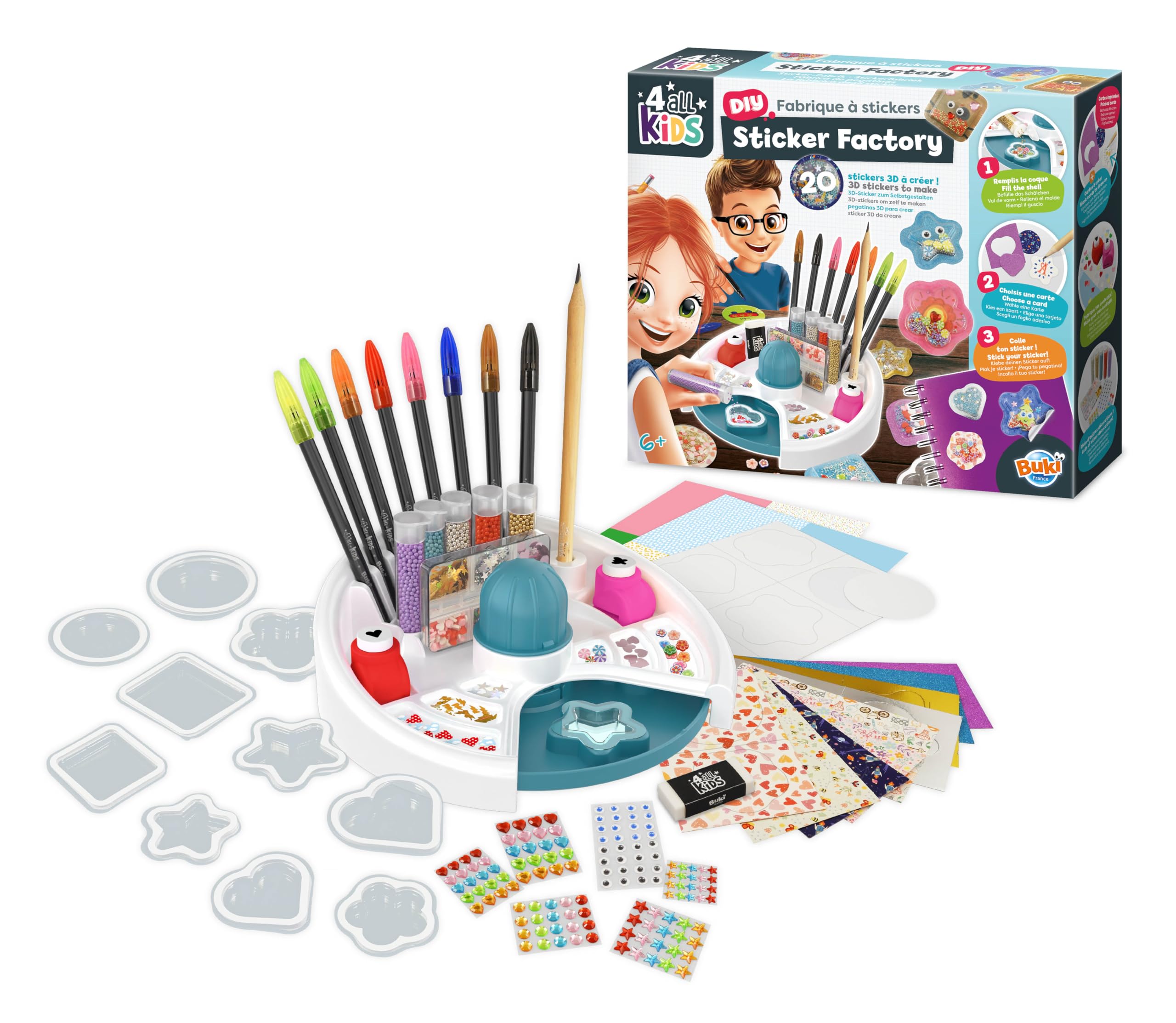 buki-fk011-fabrique-stickers-3d-kit-20-stickers-enfant image 2