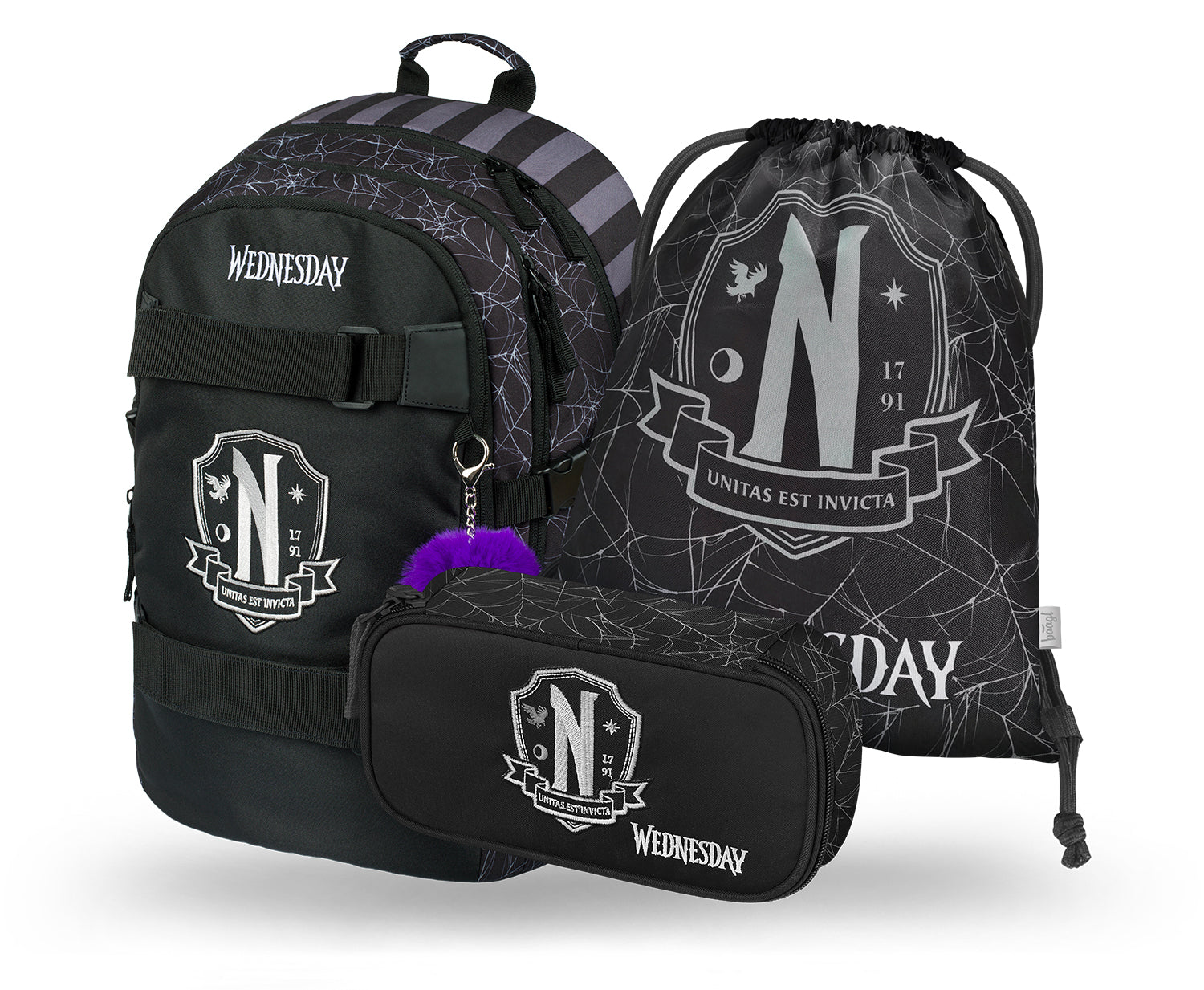 baagl-school-sets-ensemble-skate-wednesday-nevermore-3-pcs image 1