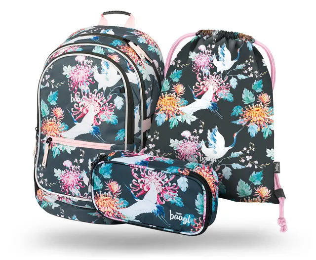 baagl-core-birds-set-scolaire-sac-25-l-motif-oiseaux image 1