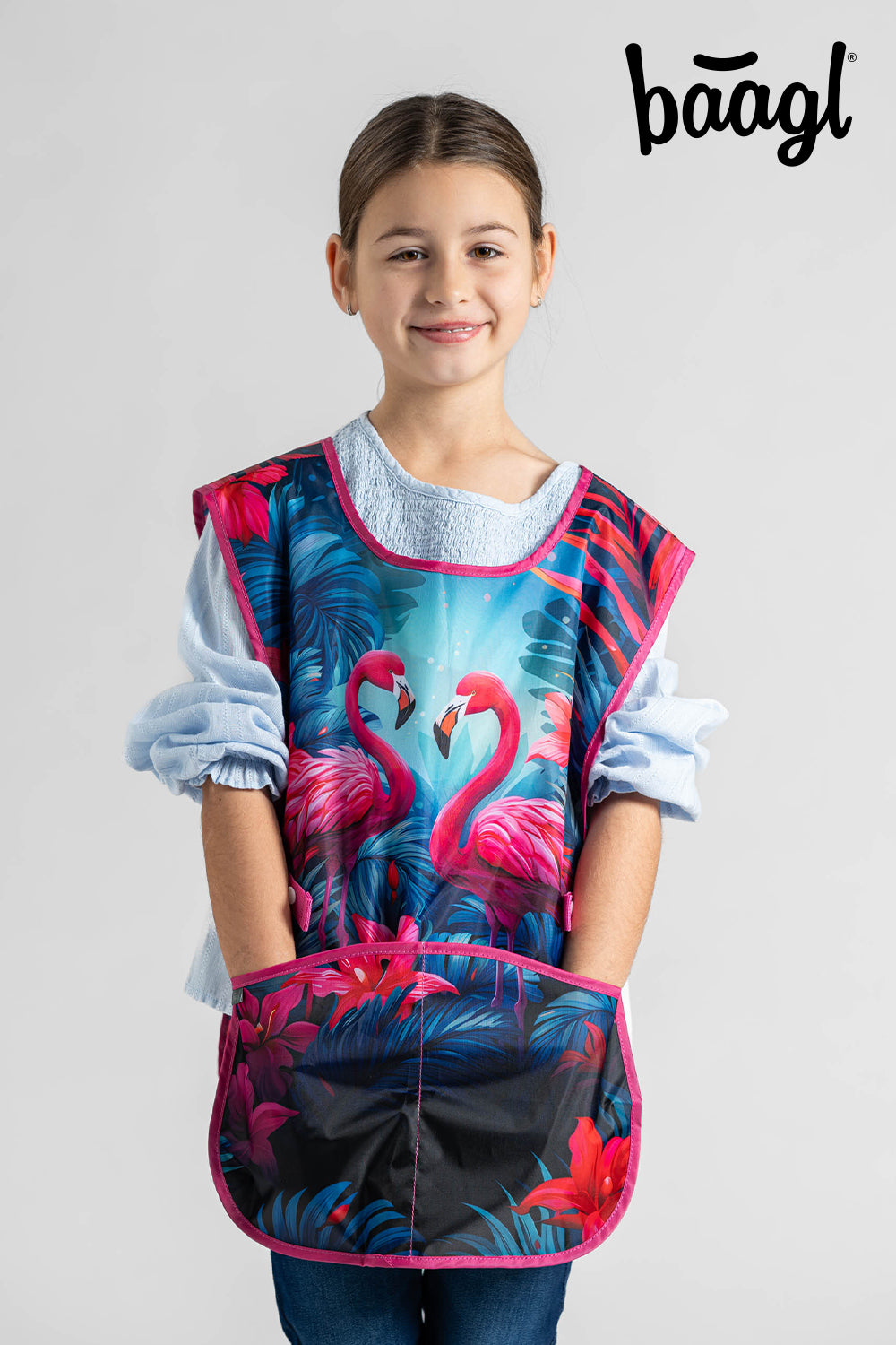 baagl-tablier-enfant-flamingos-blouse-peinture-2-poches image 6