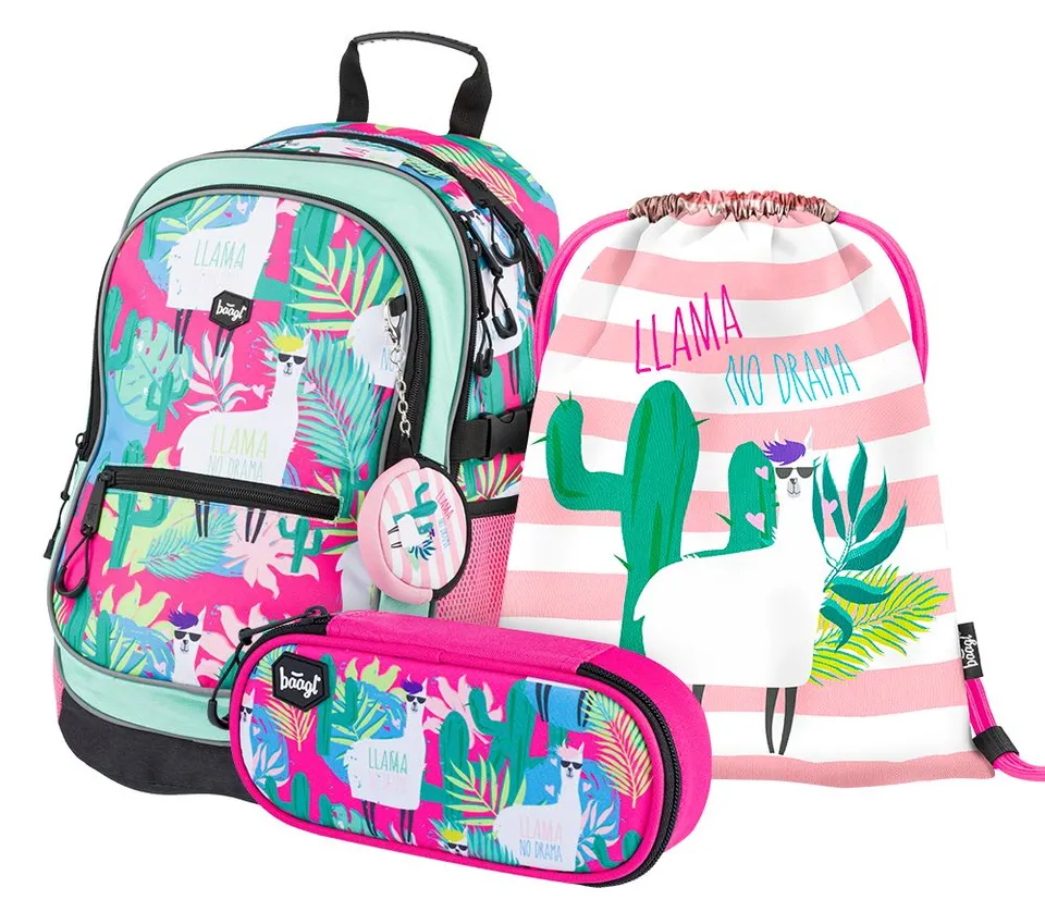 baagl-core-llamas-ensemble-scolaire-3-pi-ces-sac-trousse image 1