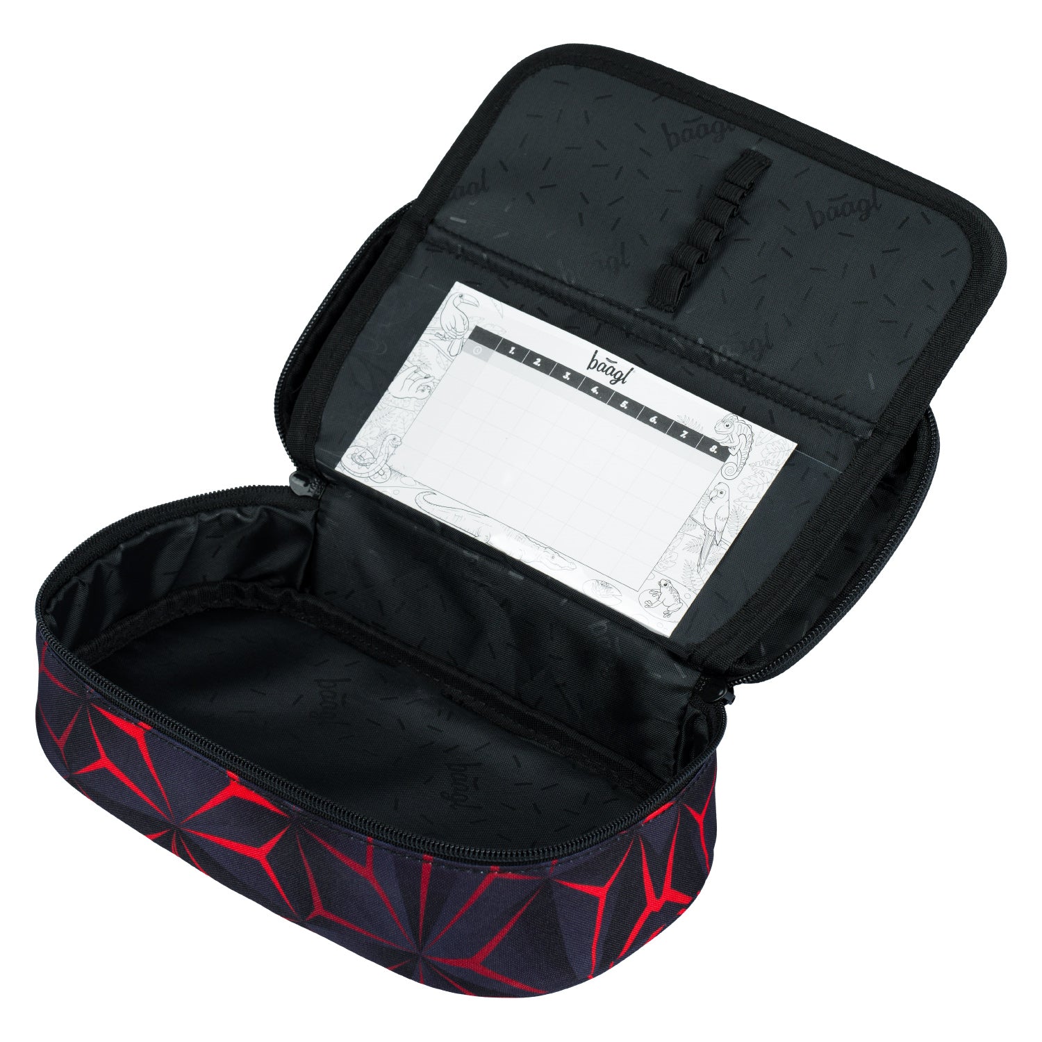 baagl-red-polygon-trousse-scolaire-double-compartiment image 2
