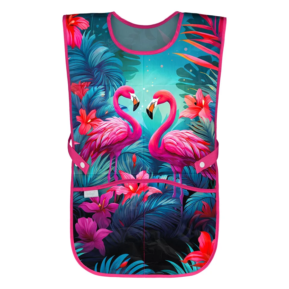 baagl-tablier-enfant-flamingos-blouse-peinture-2-poches image 1