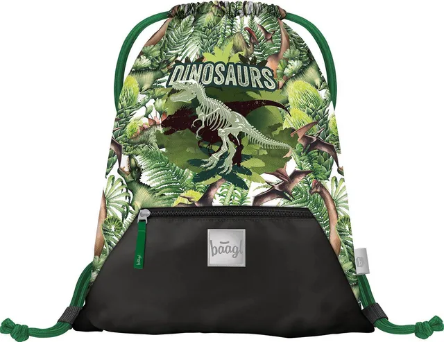 baagl-dinosaures-sac-gym-poche-zipp-e-vert image 1