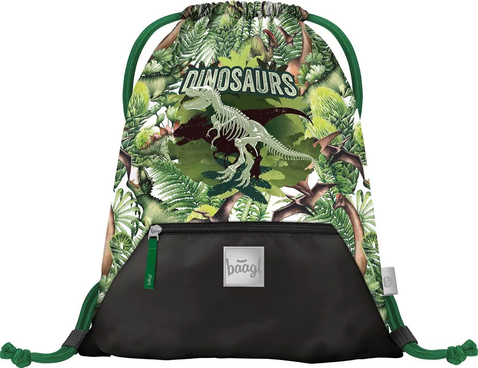 baagl-dinosaures-sac-gym-poche-zipp-e-vert image 1