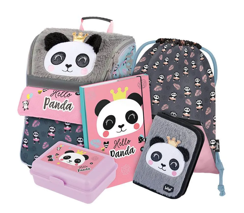 baagl-zippy-panda-ii-set-scolaire-cartable-panda-3-pi-ces image 1