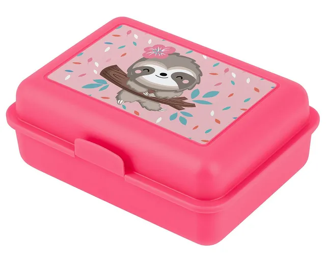 baagl-sloth-lunch-box-rose-avec-compartiment image 1