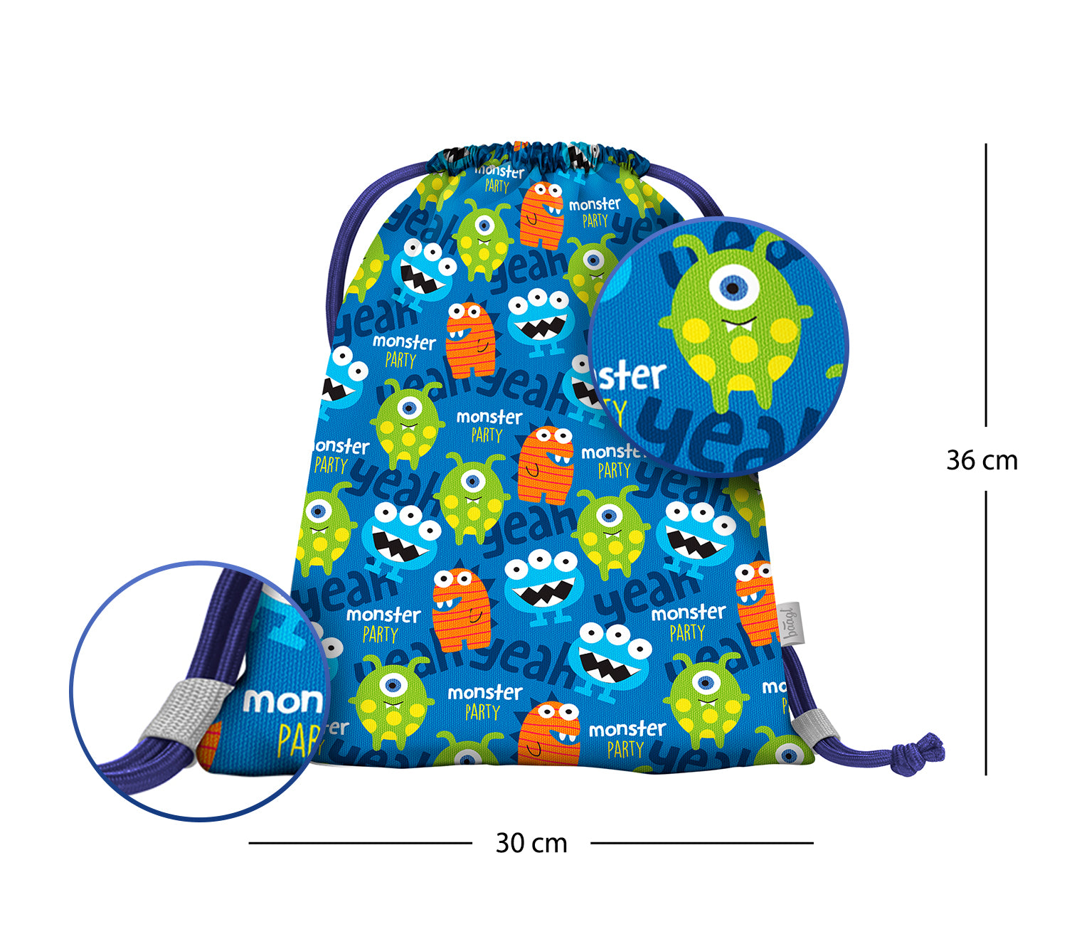 baagl-monsters-sac-de-gym-maternelle-lavable image 3