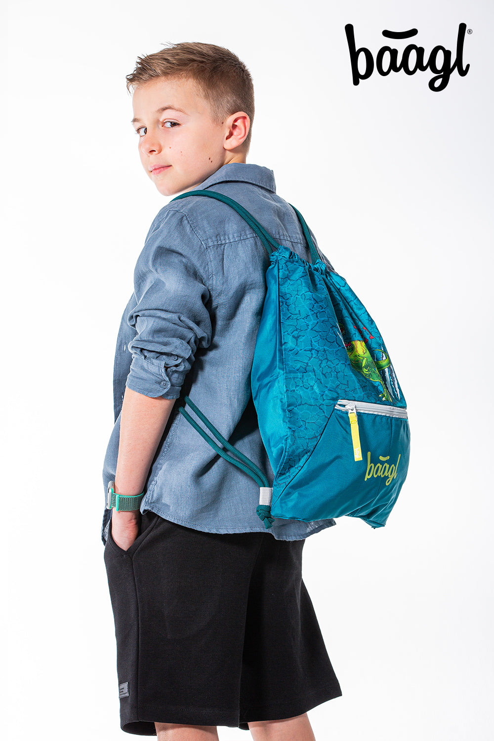 baagl-t-rex-sac-gym-enfant-poche-zip-dinosaure image 5