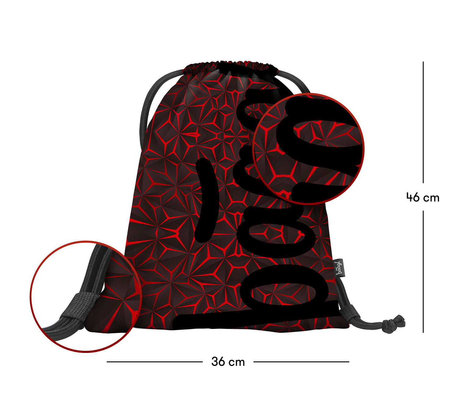 baagl-red-polygon-gym-sack-sac-sport-ficelle-rouge image 3