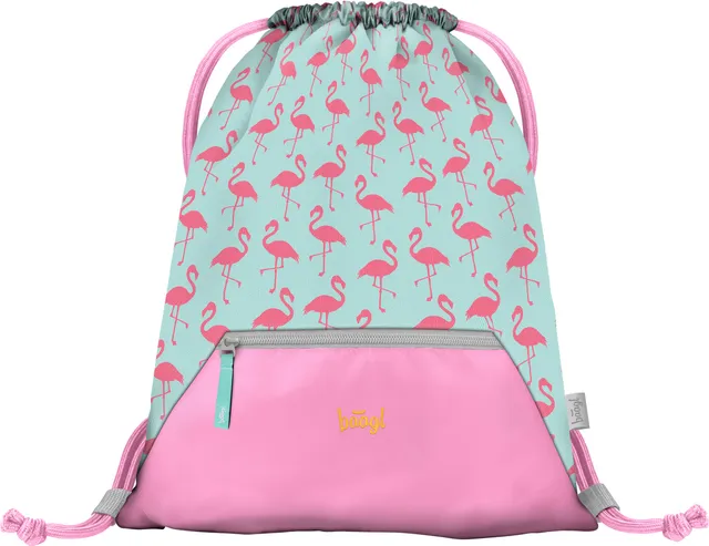baagl-flamingo-sac-de-gym-enfant-poche-zipp-e-rose image 1