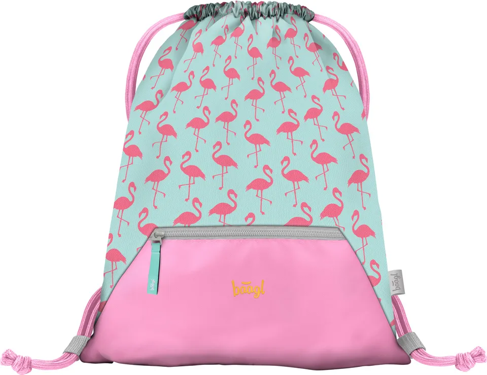 baagl-flamingo-sac-de-gym-enfant-poche-zipp-e-rose image 1