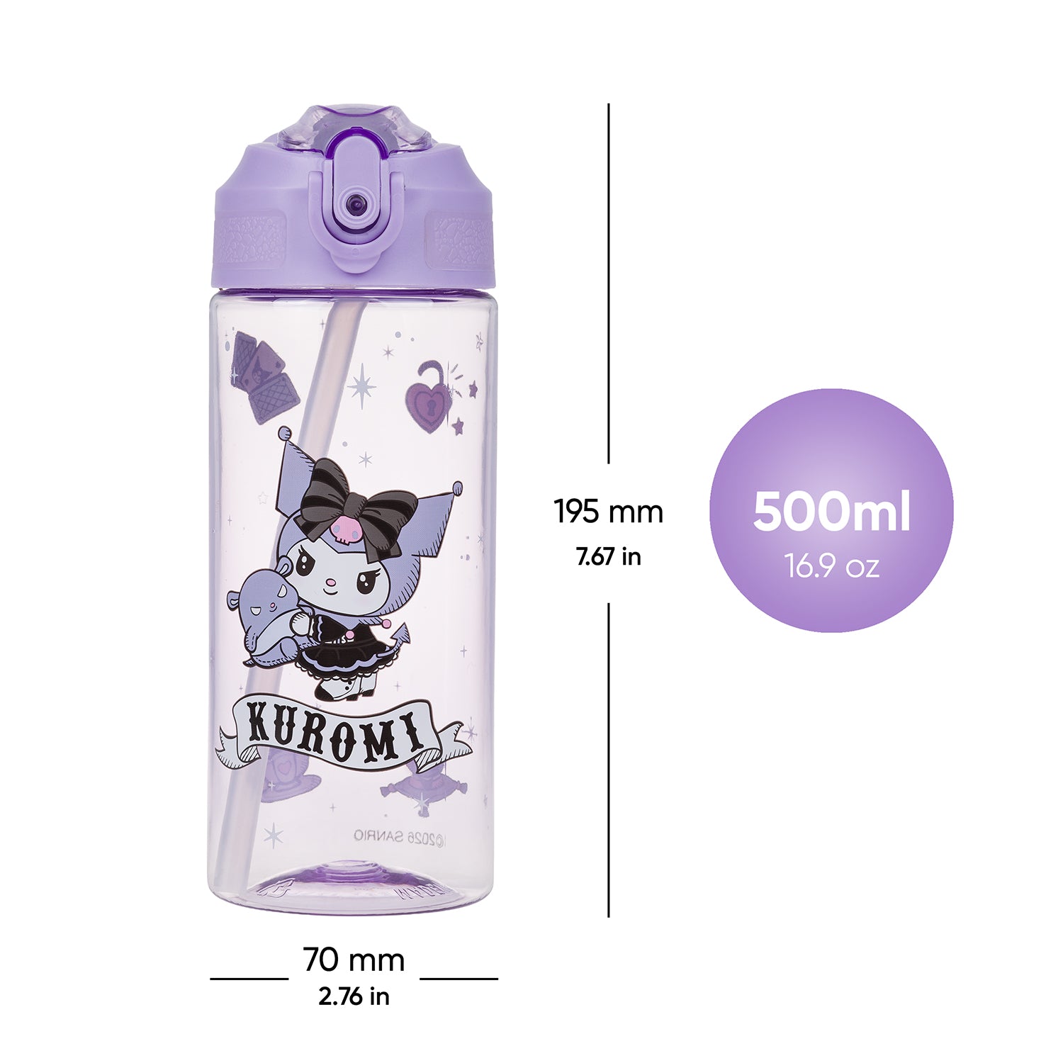 baagl-kuromi-fortune-dream-gourde-tritan-500-ml-paille image 5