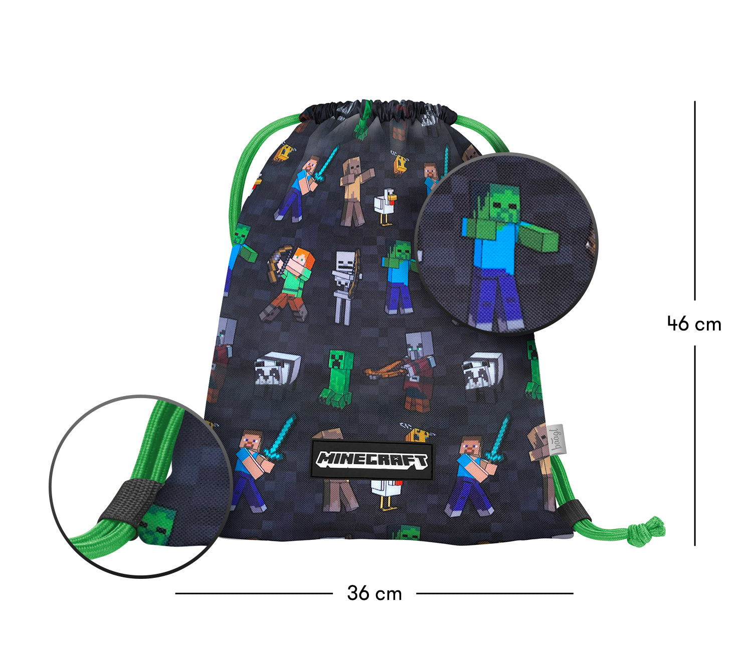 baagl-gym-sacks-minecraft-sac-de-gym-mousqueton-lavable image 3